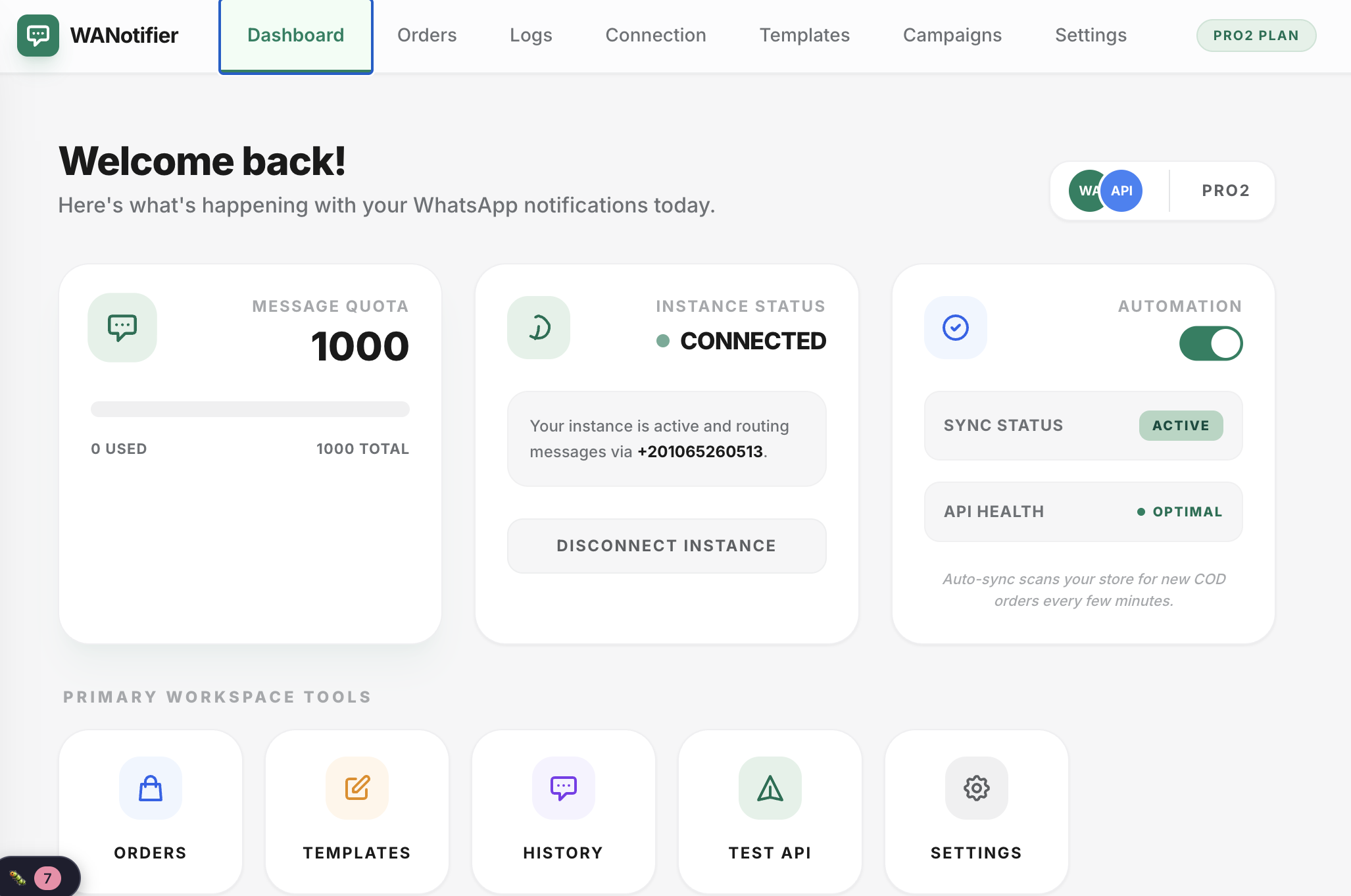 WANotifier Dashboard